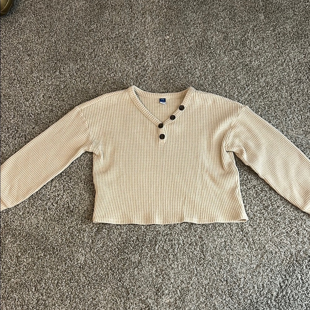 Women's Cream Sweater with Button Detail